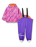 CareTec Baby und Kinder Regenjacke und Regenhose mit Fleece Futter im Set, Purple (633), 128