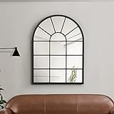 [en.casa] Wandspiegel Villalago Fensterspiegel Spiegel schwarzer Rahmen Fensteroptik 80 x 60 cm mit Befestigungshaken Schlafzimmer Flur Wanddeko