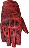 BOSMOTO Sportlich Motorrad Lederhandschuhen, Chopper Leder Handschuhe - ROT (XXXL)