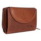 Chunkyrayan Echtleder Damen Geldbörse Hochwertig Vintage RFID Schutz inklusive Leder Schlüsselanhänger GB-3 Brown