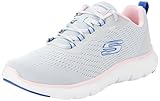 Skechers Damen Flex Appeal 5.0, Graues Netzgewebe, blau-rosa Besatz, 41 EU