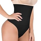 Joyshaper Shapewear Damen Bauchweg Unterhose String Hohe Taille Miederslip Stark Formend Bauchweg Tanga Bauch Weg Hose Shaping Panty Thong Body Shaper Miederhose Figurformende Unterwäsche Schwarz M