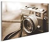 islandburner Bild Bilder auf Leinwand Alte Kamera Sepia Fotoapparat wie Leica Vintage 35mm 1K XXL Poster Leinwandbild Wandbilder Dekoartikel Wohnzimmer Marke
