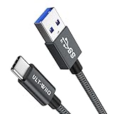 USB C Kabel, USB C 3.1 Gen 2 auf USB A Kabel 30CM, QC 3A Schnellladung und 10Gbps Datenübertragung Android Auto Nylon USB Typ C Kabel für iPhone 15 Pro Max, S24 S23 S22, Ladegerät, Kamera, SSD, Kurz