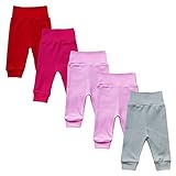 MEA BABY Unisex Baby Hose aus 100% Baumwolle im 5er Pack/Pumphose. Babyhose für Jungen Baby Hose für Mädchen, Schlupfhose (62, Mädchen)