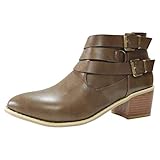 NMERWT Damen Stiefeletten Biker Boots Flandell Damen Vintage Knöchel Rom Spitz Casual Single Schuhe Kurze Stiefel