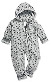 Playshoes Unisex Kinder Fleece-Overall Jumpsuit, grau Sterne, 86