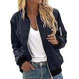 Hsternexy Bomberjacke Damen Blumenmuster Leichte Sommerjacke Frühlingsjacke Sommer Reißverschluss Kurz Pilotenjacke Blouson Jacke Dünne Langarm Übergangsjacke College Jacke Mädchen Fliegerjacke