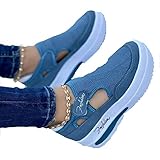 BIUBIULOVE 2022 Frühling Turnschuhe Frauen Casual Atmungsaktive Sportschuhe, Freizeitschuhe Bequeme Segeltuchschuhe Damen Mode Trainer Mesh Schuhe (Blau,39 EU)