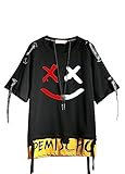 Hello MrLin Herren Techwear Hip Hop T-Shirt Streetwear Fashion Kurzarm Top