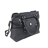 irisaa Handtasche Damen Shopper Mittelgroß Schultertasche Multifunktionale Henkeltasche Umhängetasche mit Abnehmbarem Schulterriemen und vielen Fächern, Damen Tasche:Schwarz