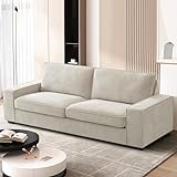 MEROUS 3 Sitzer Sofa, Couch Wohnzimmer, Polstersofa mit Breite Armlehnen 225cm L × 84cm B - Waschbare Kissen - Einfache Montage für Wohnungen/kleinen Raum - Beige