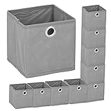 Murago - 10er Set Faltbox ca. 15x15x15 cm Grau - Würfel Aufbewahrungsbox faltbar Einschub Korb Schubladen Unterwäsche Organzier Boxen Stoff Regalkorb Klappbox klein