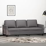 Canditree 3-Sitzer-Sofa aus Kunstleder, 180 cm, modernes Sofa mit Metallfüßen, für Wohnzimmer, Schlafzimmer, Büro, Grau