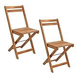 ESTEXO Gartenstühle Holzstühle Klappstühle 2er Set Akazienholz Stuhlset ohne Armlehne Balkonstühle Terrasse Holz Akazie