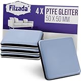 Filzada® 4x Teflongleiter Selbstklebend - 50 x 50 mm (eckig) - Profi Möbelgleiter/Teppichgleiter PTFE (Teflon)
