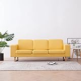 KRHINO 3-Sitzer-Sofa aus gelbem Stoff, klassisches Design, Rahmen aus Holz + Bezug aus künstlichem Wildleder mit Polsterung, einfache Montage