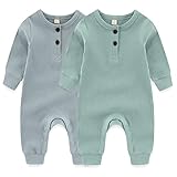 MAMIMAKA Neugeborene Baby Strampler Baumwolle Einteiler Pyjama Fußlos Baby Strampler Jumpsuit Snap-Up für 0-18 Monate, 2 Stück, Zweiteilige Serie 1, 50