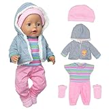 5pc Puppenkleider Set enthalten Mantel Bluse Hosen Hut und Socken für 43cm / 17 Zoll Neugeborene Babypuppen (Keine Puppe)
