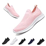 Slip On Sneakers Herren Damen Nurse Schuhe Walkingschuhe Outdoor Turnschuhe Sportschuhe Gym Bequem Leichte Schuhe Atmungsaktiv Freizeitschuhe Memory Foam Fitness Sporthalle Rosa EU40