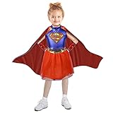 Applysu Kinderkostüm Supergirl, Kleid, Umhang, Beinstulpen, Superheldin, Super Heroes, Motto-Party, Karneva Comics Supergirl TV Series Deluxe Kostüm für Mädchen