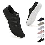 Geweo Barfußschuhe Damen Barfuss Hausschuhe Schuhe Sneaker Barfussschuhe Herren Bequem Leicht Laufschuhe Straßenlaufschuhe Fitnessschuhe Traillaufschuhe Zero Drop Barefoot Shoes Schwarz 37EU