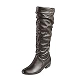 YWLINK Damen Winter Klassisch Elegant Overknees Langschaft Stiefel Hohe Stiefel RöHre Flache Niedrige Ferse Reitstiefel(39 EU,Schwarz)