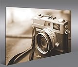 islandburner Bild Bilder auf Leinwand Alte Kamera Sepia Fotoapparat wie Leica Vintage 35mm 1p XXL Poster Leinwandbild Wandbilder Dekoartikel Wohnzimmer Marke