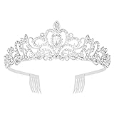 FANTESI Hochzeit Tiara Kristall Hochzeit Frauen Krone Strass Festzug Tiara Stirnband für Geburtstag Prom Brautparty Weihnachten Kostüm Geschenke Schmuck(silber 2)