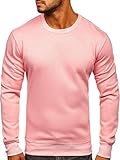 BOLF Herren Sweatshirt Pullover Sweater Pulli Langarmshirt Longsleeve Freizeit Sport Fitness Outdoor Basic Casual Style 2001 Rosa(Hell) XL [1A1]