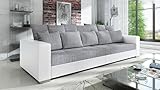 Kuechen-preisbombe Modernes Big Sofa Wohnlandschaft Sofa Couch Jumbo XXL 1 - Weiß - Hellgrau