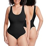 Joyshaper Body Shaper Damen Shapewear Tanga Bodysuit Bauchweg Rückenfreier Body Shaping Body String Stark Formend Thong Shapewear Figurformende Unterwäsche Bauch Weg Miederbody Schwarz L