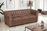 Küchen-Preisbombe Edles Chesterfield Sofa 3 Sitzer in Mikrofaser Vintage braun Couch Polstersofa