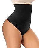 YARRCO Damen Bauchweg String Tanga Shapewear Unterhose Slips Shaper Miederslips Figurformende Unterwäsche (Schwarz-Hohe Taille, S)