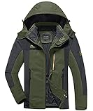 KEFITEVD Übergangsjacke Herren Winddicht Jagdjacke Outdoor Arbeitsjacke Wandern Jacke Herbstjacke Regular Fit Funktionsjacke Männer Freizeitjacke Dunkeloliv XL