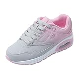 JOMIX Turnschuhe Damen Sneaker Sportschuhe Luftkissen Laufschuhe Anti-Rutsch Atmungsaktive Trainers Fitness Gym Straßen Outdoor (Grau Rosa, 39 EU)