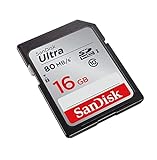 SanDisk Ultra SDHC I 16 GB bis zu 80 MB/Sek, Class 10 Speicherkarte [Standardverpackung]