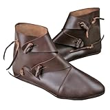 Cachorro Flache Low-Top-Stiefel Für Damen, 1 Paar Mittelalterliche Wikinger-Cosplay-Retro-Pu-Lederstiefel, Piratenritter-Prinz Herrenschuhe, Halloween-Kostümparty-Requisiten,Braun,48