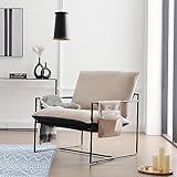 Fantasylab Sessel Wohnzimmer Einzelsofa für Schlafzimmer Modernes Design Metallrahmen Sessel mit Komfortabler weicher Memory-Schaum Doppelseitige Verwendung Kissen Abnehmbare Aufbewahrungstasche