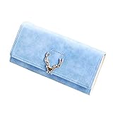 Geldbörse Damen Portemonnaie Klein Portmonee Elegant Clutch Schicke Kleine Handtasche PU Leder Geldtasche mit Reißverschluss Geldbeutel für Frauen und Mädchen Der Himmel Blau