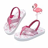 Kinghealth Zehentrenner Kinder Flip Flop Mädchen Jungen Sandalen mit Riemchen für Sommer und Strand Flamingo GR 26/27