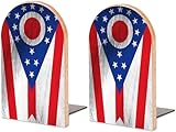 Buchstützen mit Staatsflagge von Ohio, robuste Holz-Buchstützen für Regale zum Halten von Büchern, stabil, rutschfest, dekorativer Buchständer für Zuhause, Büro, Schule
