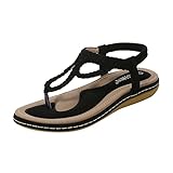 Generisch Leder Sandalen Damen 39 Schwarz Flip Flops Sommerschuhe Elegant Flach Römersandalen Zehentrenner Sommer Weite H Sandaletten Riemchensandalen Damenschuhe