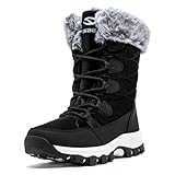 CLYCTIP Warm Gefüttert Winterschuhe Damen Schneestiefel Wasserdicht Outdoor Trekking Wanderschuhe Gr. 37-42 (schwarz, Erwachsene, Damen, 38, Numerisch, EU Schuhgrößensystem, M)