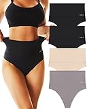 FINETOO 4er Pack Bauchweg Unterhose Damen High Waist String Shapewear Seamless Tangas Hohe Taille Unterwäsche Frauen Nahtlose Panties Mehrpack S-3XL