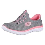 Skechers Damen 12980 Sneaker, Gray Mesh Pink Trim, 39.5 EU