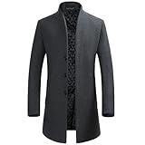 YOUTHUP Herren Mantel Slim Fit Winter Wollmantel Dicker Langer Übergangsmantel Frühling Lässiger Wintermantel, Grau (Stil 2), 3XL