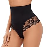 SURE YOU LIKE Bauchweg Unterhose Damen Tanga Shapewear Miederhose Mittler Taille Bauch Weg Bauchkontrolle Unterwäsche Tanga Slips, Schwarz, M