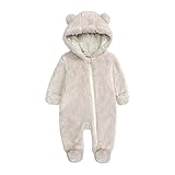 FeiliandaJJ Baby Junge Mädchen Schneeanzug mit Kapuze und Reißverschluss Winter Neugeborene Flanell Strampler Oberbekleidung Overall Unisex Baby Kleidung Einfarbig