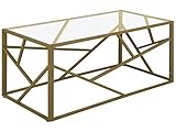 Couchtisch Glastisch mit Metallgestell golden 50 x 100 cm Glamour Kaffeetisch rechteckiger Wohnzimmertisch Orland